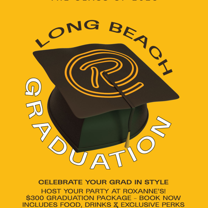graduation_long_beach_celebrate Graduation cap with Roxanne's logo celebrating Long Beach graduates.